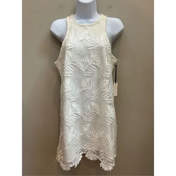 Lovers & Friends S NWT white caspian lace dress w-scallop hem - Picture 1 of 7